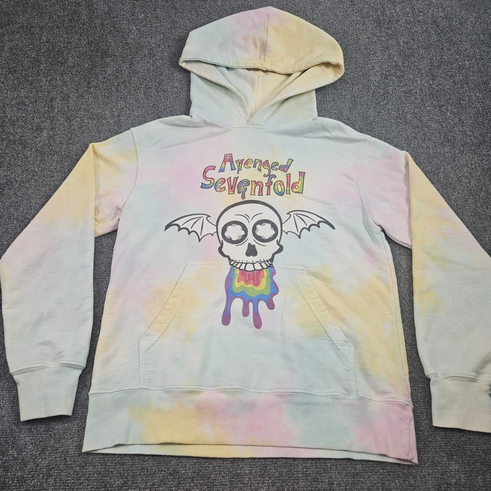 Avenged Sevenfold Hoodie A7X Oversized XS Small Tie Dye Skull Graphic Streetwear
